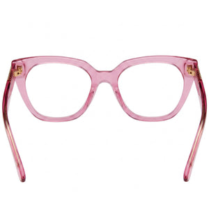 Moschino Mos628 Rectangle Eyeglasses Women — side view, Pink Acetate temples