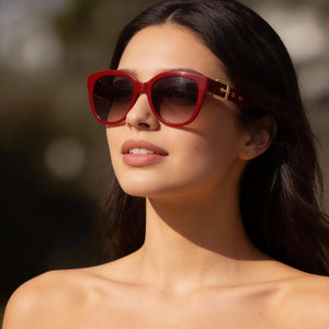 Moschino Red Sunglasses Women — lifestyle wear, outdoor commute and office breaks