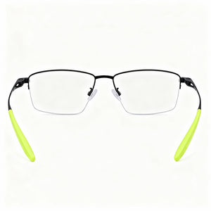 Nike 6045 Rectangle Eyeglasses Unisex — side view, Black Titanium temples