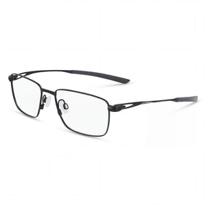 Nike 6046 Satin Black Rectangle Eyeglasses for Unisex, Titanium frame
