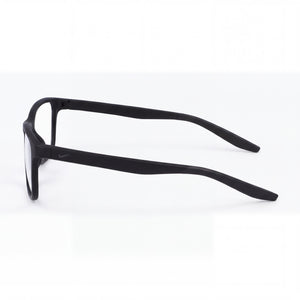Nike 7118 N Rectangle Eyeglasses Unisex — side view, Black Acetate temples