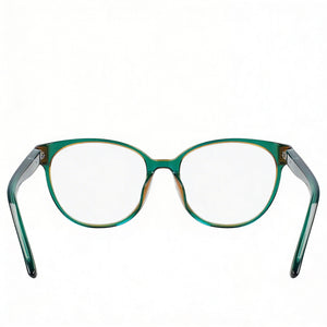 Nike 7164 Oval Eyeglasses Women — side view, Crystal Jade/Bronzine Acetate temples