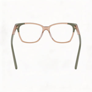 Nike 7179 Rectangle Eyeglasses Women — side view, Beige Metal temples