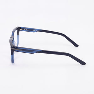 Nike 7180 Square Eyeglasses Unisex — side view, Denim/Navy Acetate temples