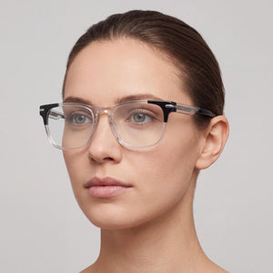 Nike 7180 Square Eyeglasses for Women — interior view, Polycarbonate demo lenses