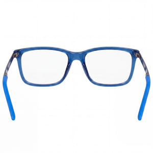 Nike 7258 Rectangle Eyeglasses Unisex — side view, Blue Plastic temples
