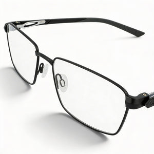 Nike 8140 Rectangle Eyeglasses Unisex — front view, Titanium