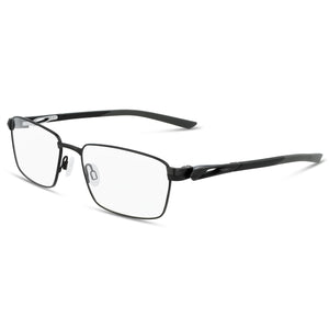 Nike 8140 Satin Black Anthracite Rectangle Eyeglasses Unisex, Metal frame