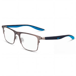Nike 8150 Brushed Gunmetal Rectangle Eyeglasses for Unisex, Acetate frame