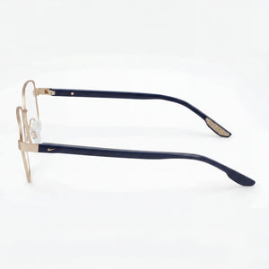 Nike 8400 Rectangle Eyeglasses Unisex — side view, Gold Acetate temples