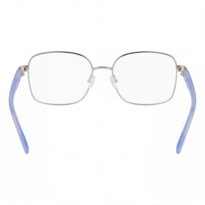 Nike 8401 Rectangle Eyeglasses Women — side view, Blue, Metal temples