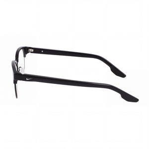 Nike 8402 N Round Eyeglasses Unisex — side view, Black Metal temples