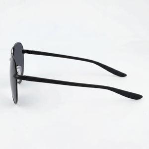Nike DJ0888 Aviator Sunglasses Unisex — side view, Black Grey lens