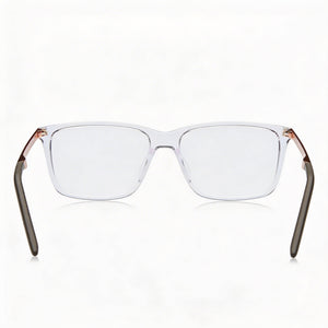 Nike NK7258 Rectangle Eyeglasses Unisex — side view, Transparent Acetate temples