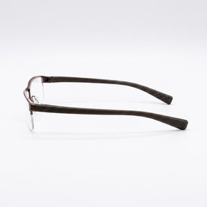 Nike Rectangle Eyeglasses Men — side view, Walnut-Cargo Khaki temples