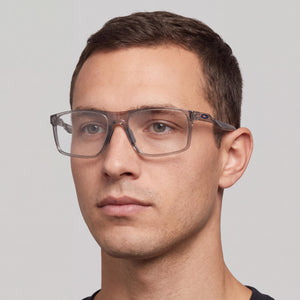 Oakley Ox8183 Bat Flip Rectangle Eyeglasses Men — side view, Gray Thermoplastic Elastomers temples