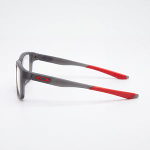 Oakley Youth Oy8002 Crosslink Xs Rectangle Eyeglasses Women — side view, Gray Plastic temples