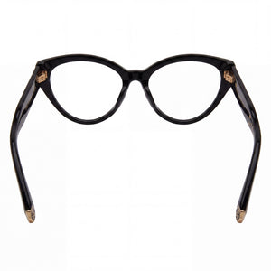 Philipp Plein Cat Eye Eyeglasses Women — side view, Black Acetate temples