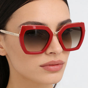 Philipp Plein Spp097s Red Sunglasses Women — lifestyle wear, holiday photos and sightseeing days