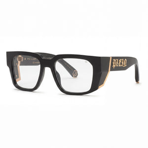 Philipp Plein Spp130m Black Rectangle Sunglasses for Men, Smoke lens