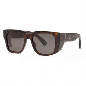 Philipp Plein Spp130m Havana Rectangle Sunglasses for Men, Grey Green lens