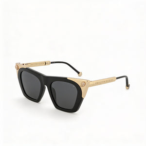 Philipp Plein Spp134s Black Cat Eye Sunglasses for Women, Clear lens
