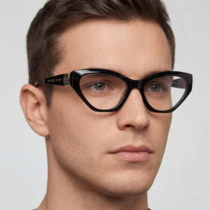 Philipp Plein VPP069S Cat Eye Eyeglasses for Men — interior view, Polycarbonate demo lenses