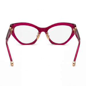 Philipp Plein VPP069S Cat Eye Eyeglasses Women — side view, Pink Acetate temples