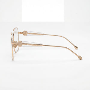 Philipp Plein Vpp126s Butterfly Eyeglasses for Women — front view, Stainless Steel