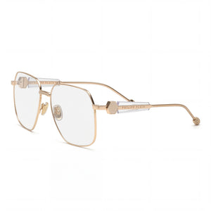 Philipp Plein Vpp126s Gold Butterfly Eyeglasses for Women, Stainless Steel frame