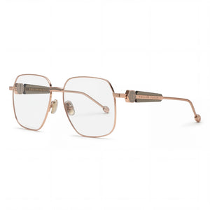 Philipp Plein Vpp126s Gold Square Eyeglasses for Women, Stainless Steel frame