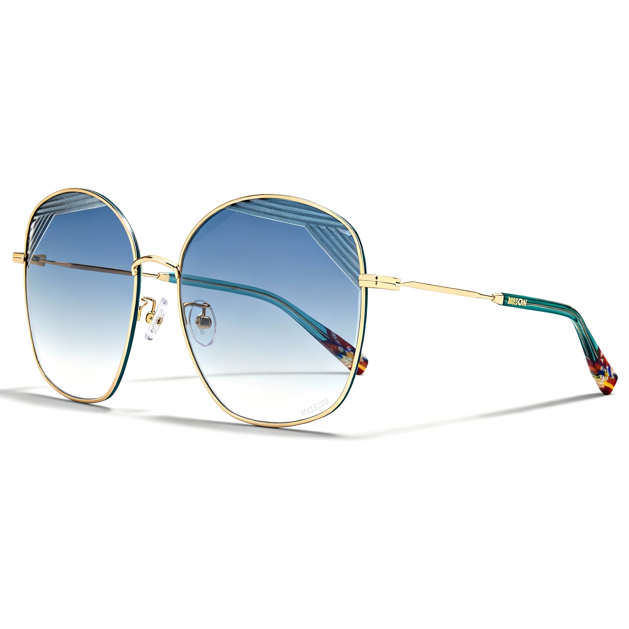 M Missoni Spillo Women's Alloy Steel Gold Blue Frame Non-Polarized Gradient Gold Green Lenses 59mm