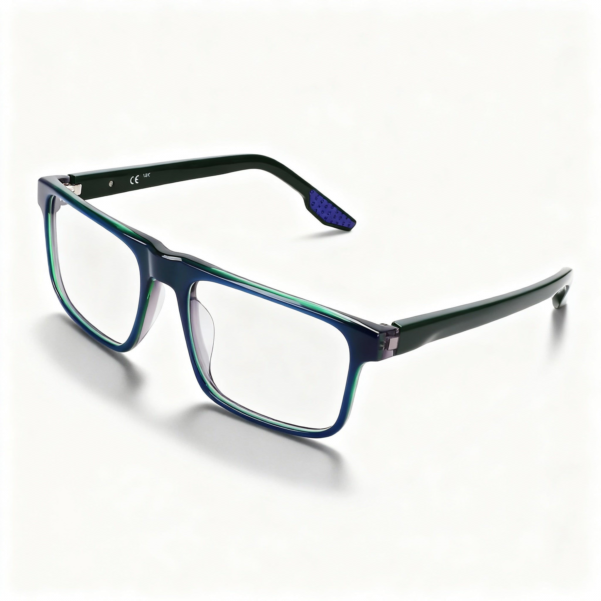 Nike 7161 Men's Acetate Frame Eyeglasses, Navy Tri-laminate, Non-Polarized Lenses, 54-18-145