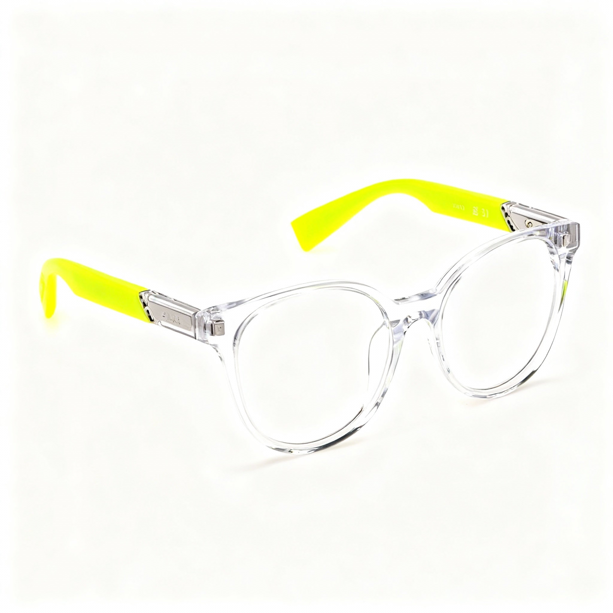 Furla Vfu667 Women's Round Acetate Optical Eyeglasses in Cristallo Lucido, Size 51-18-140