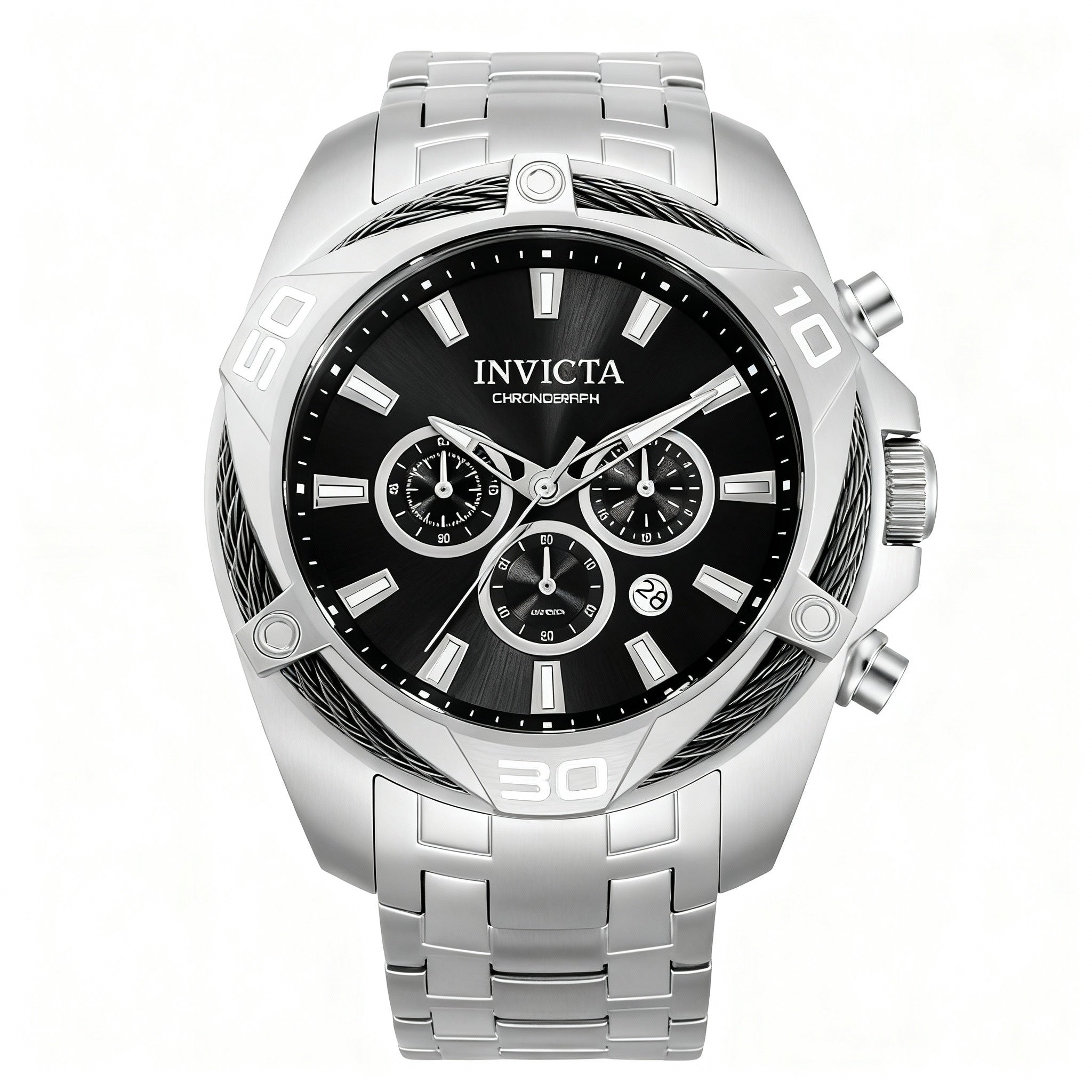 Invicta Bolt 34118 Men's Chronograph Quartz Silver-Tone Stainless Steel Grey Dial Watch 50mm