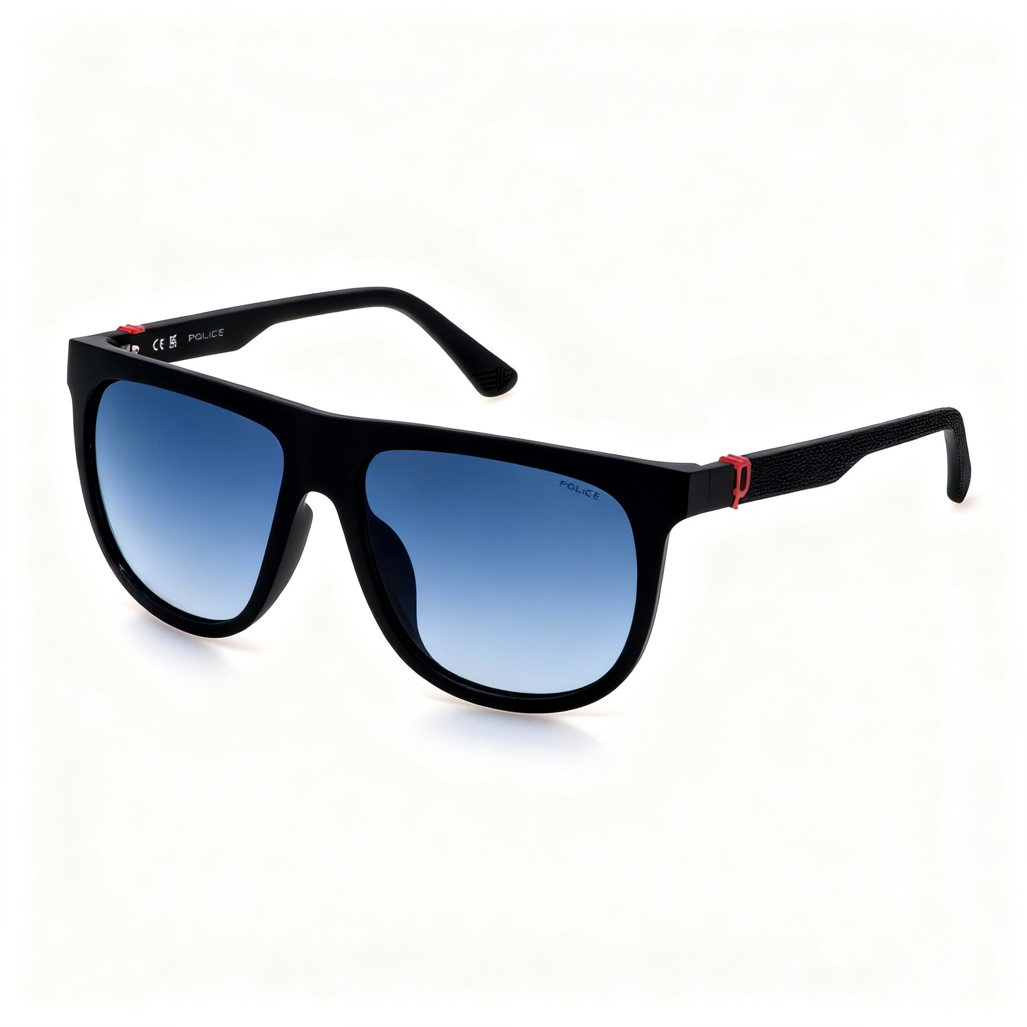 Police SPLN33 Men's Injected Non-Polarized Sunglasses, Sanblasted Gold Matt Blue Frame, Blue Gradient Lens, Size 7