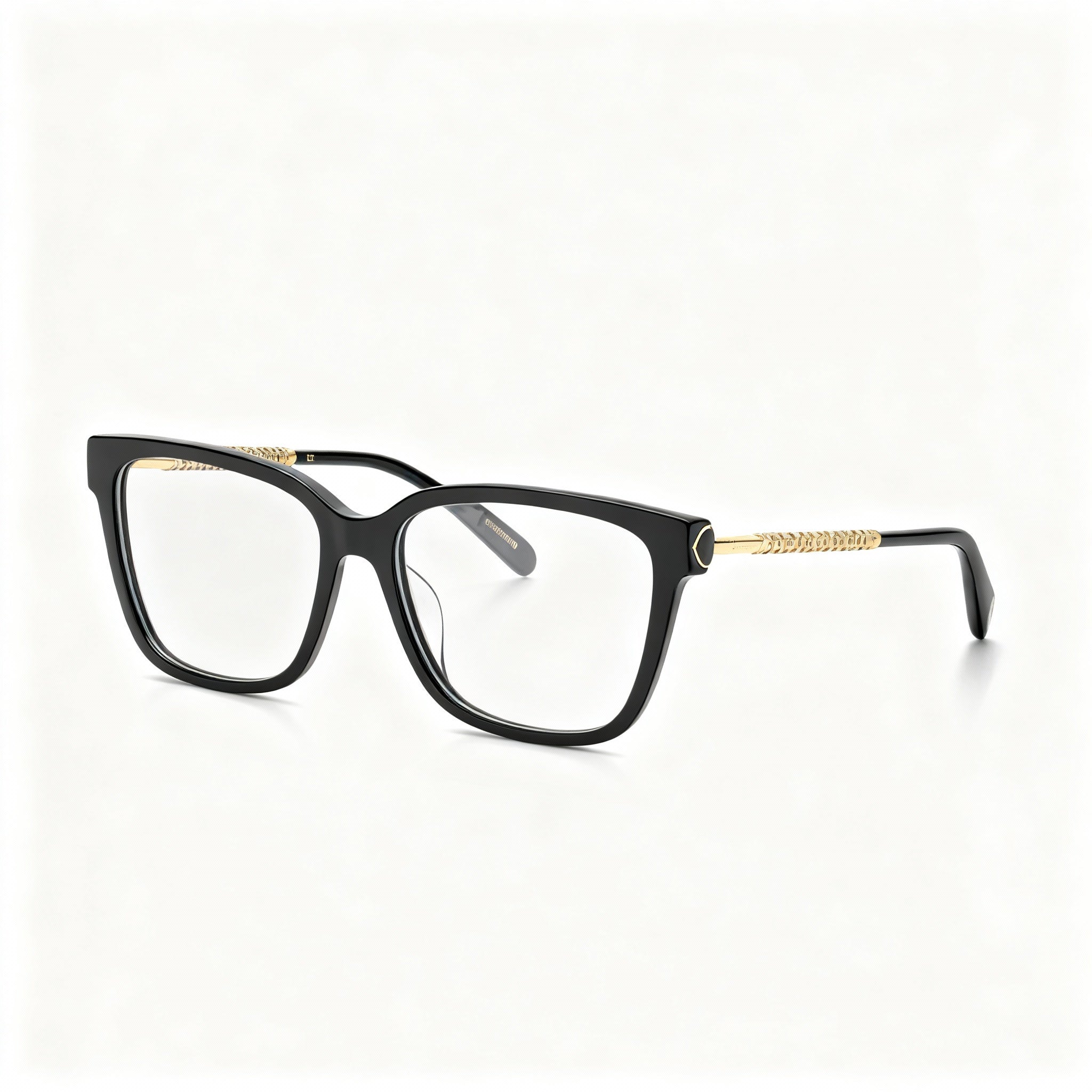 Chopard Vch333w Women's Black Gold Acetate Metal Combination Full Rim Square Eyeglasses 55-16-140