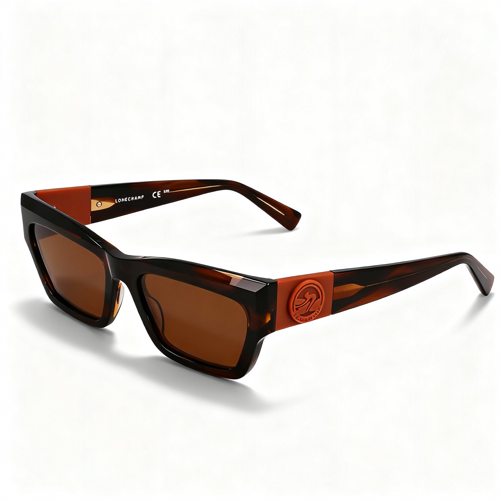 Longchamp LO763S Modern Men's Modified Rectangle Sunglasses, Striped Brown Frame & Lens, 53-18-140