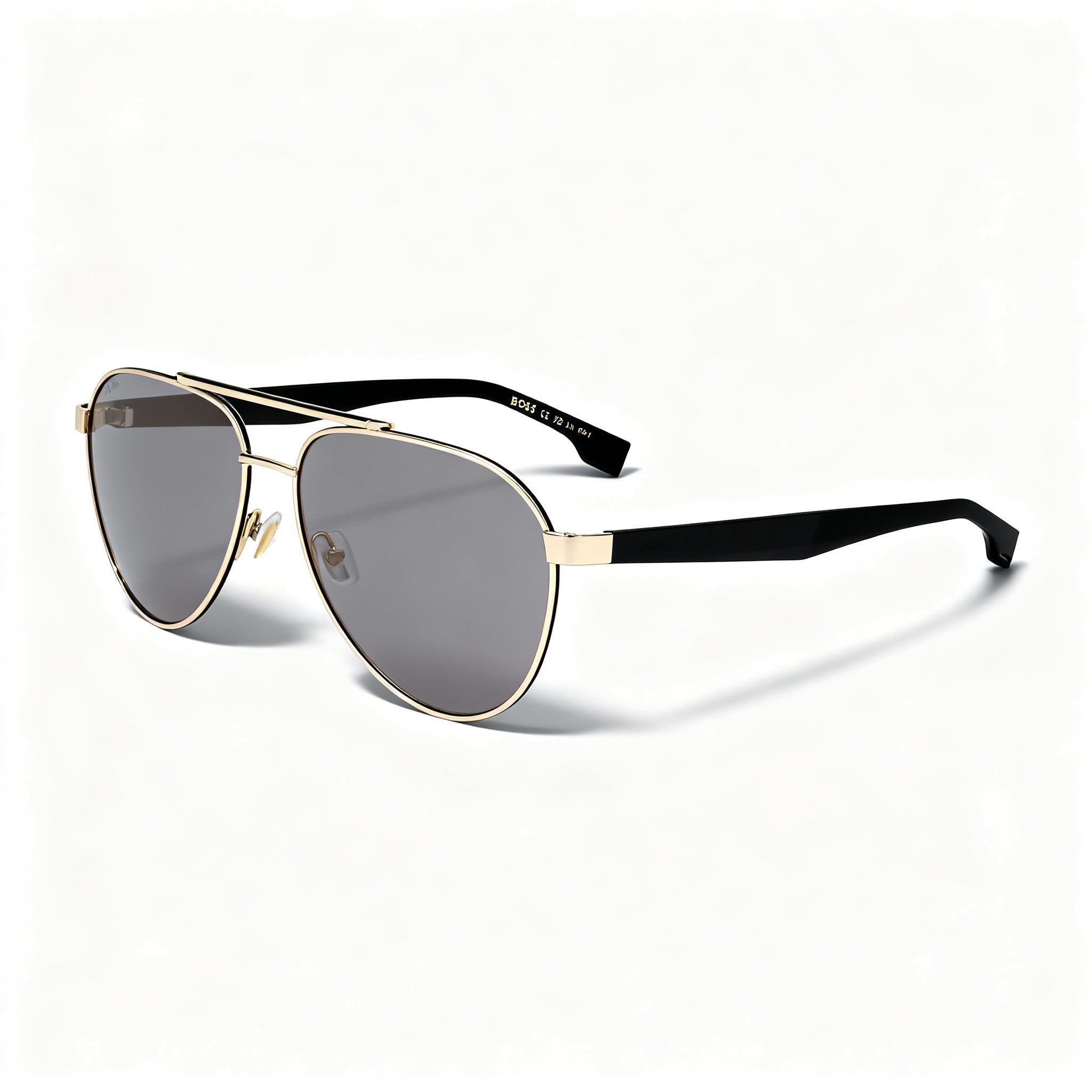 Hugo Boss Modern Unisex Alloy Steel Gold Black Frame Yellow Blue Shaded Non-Polarized 60-15-145