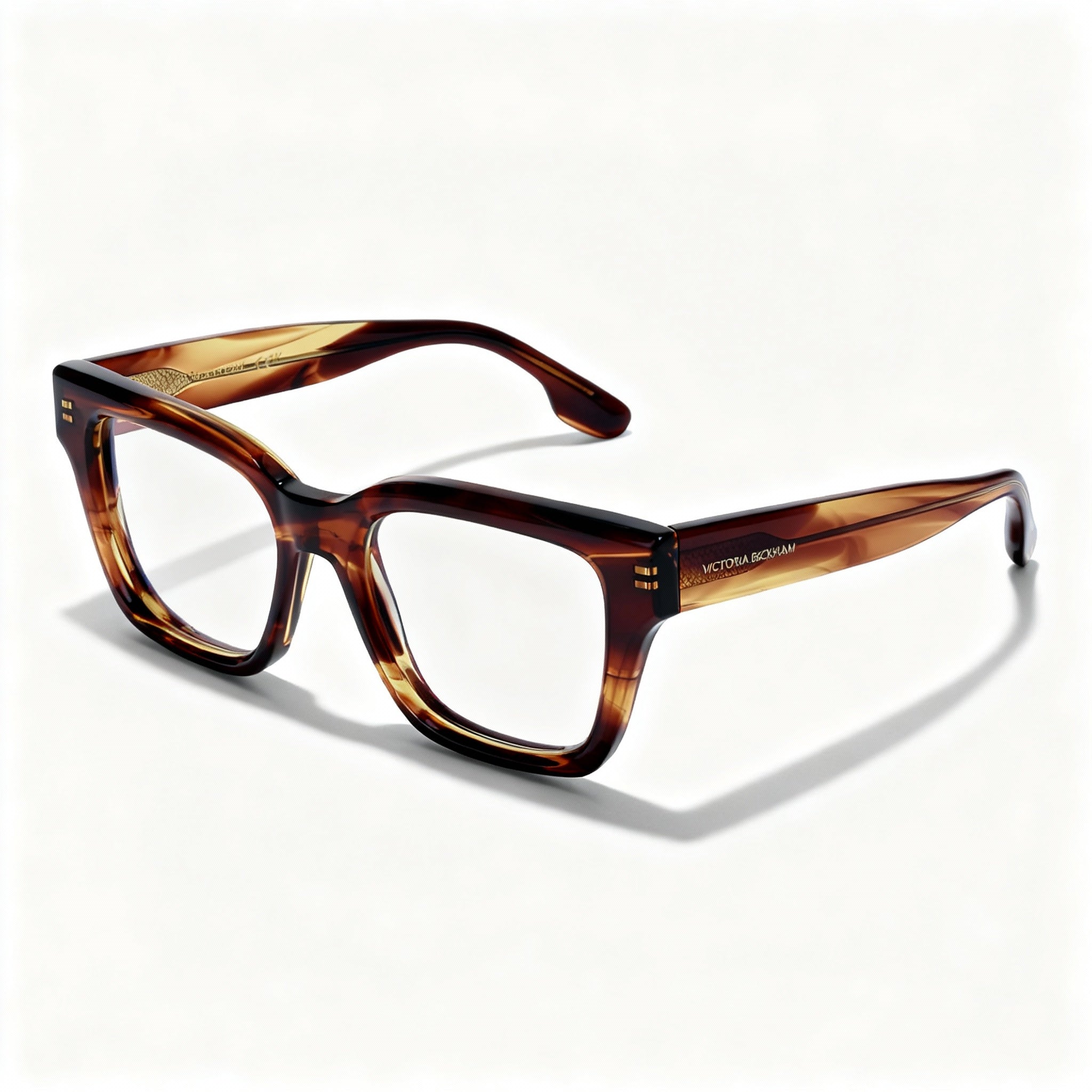 Victoria Beckham VB2681 Women's Acetate Rectangular Brown Striped Eyeglasses 50-18-140