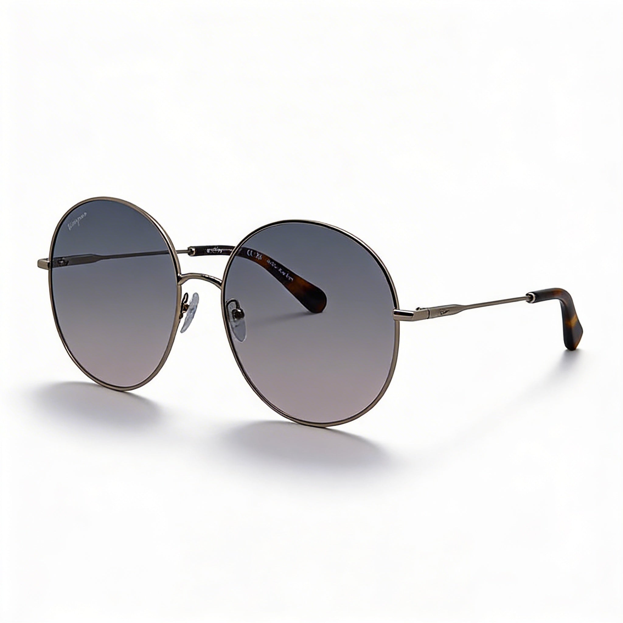 Ferragamo SF299S Women's Round Rose Gold Metal Blue Gradient Non-Polarized 100% UV Sunglasses 60mm