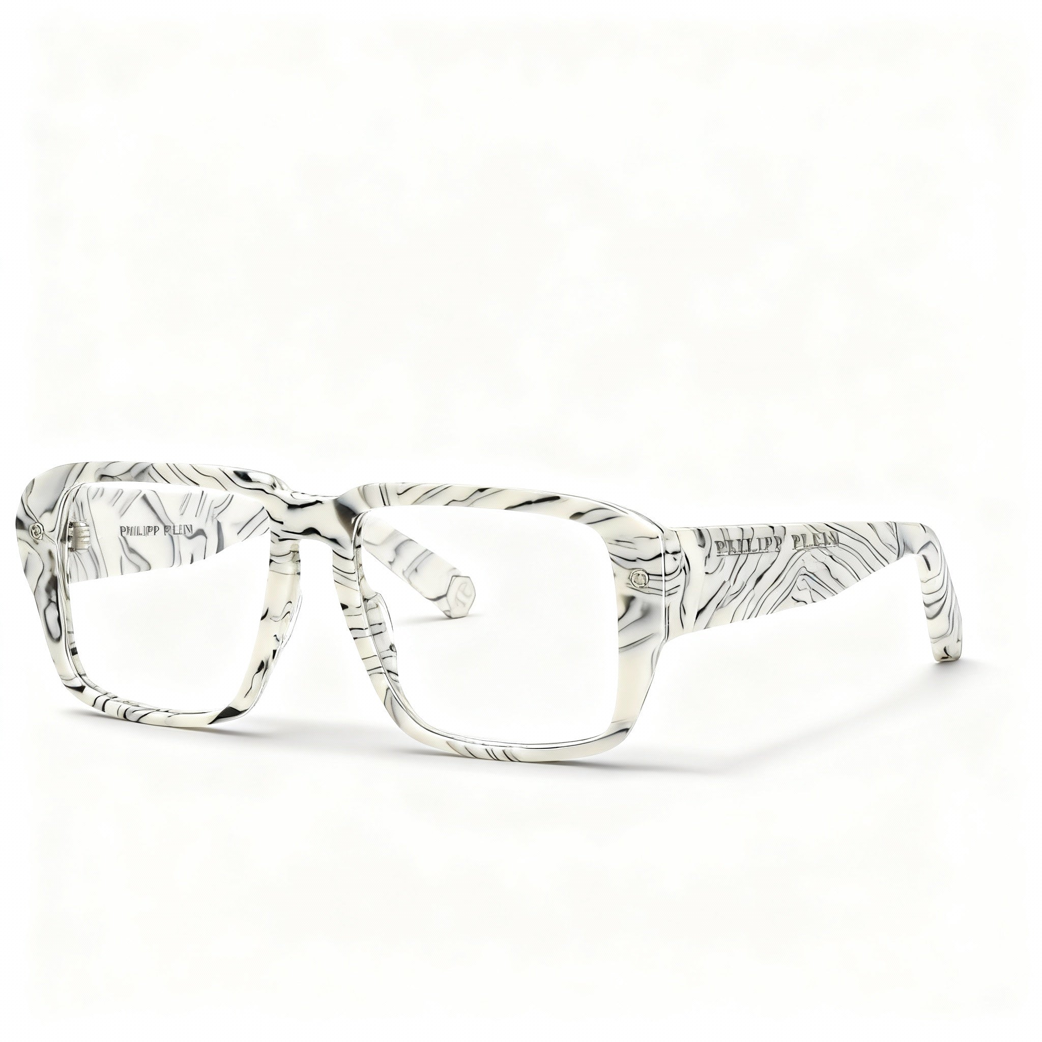 Philipp Plein VPP081 Women's Classical Plastic Optical Eyeglasses Frames Marmorized Ivory 55-17-145
