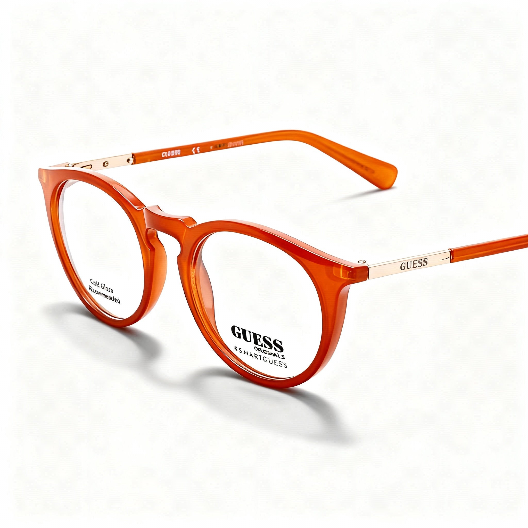 GUESS GU8236 Unisex Orange Injected Plastic Full Rim Oval Optical Eyeglasses, 50mm Lens Width