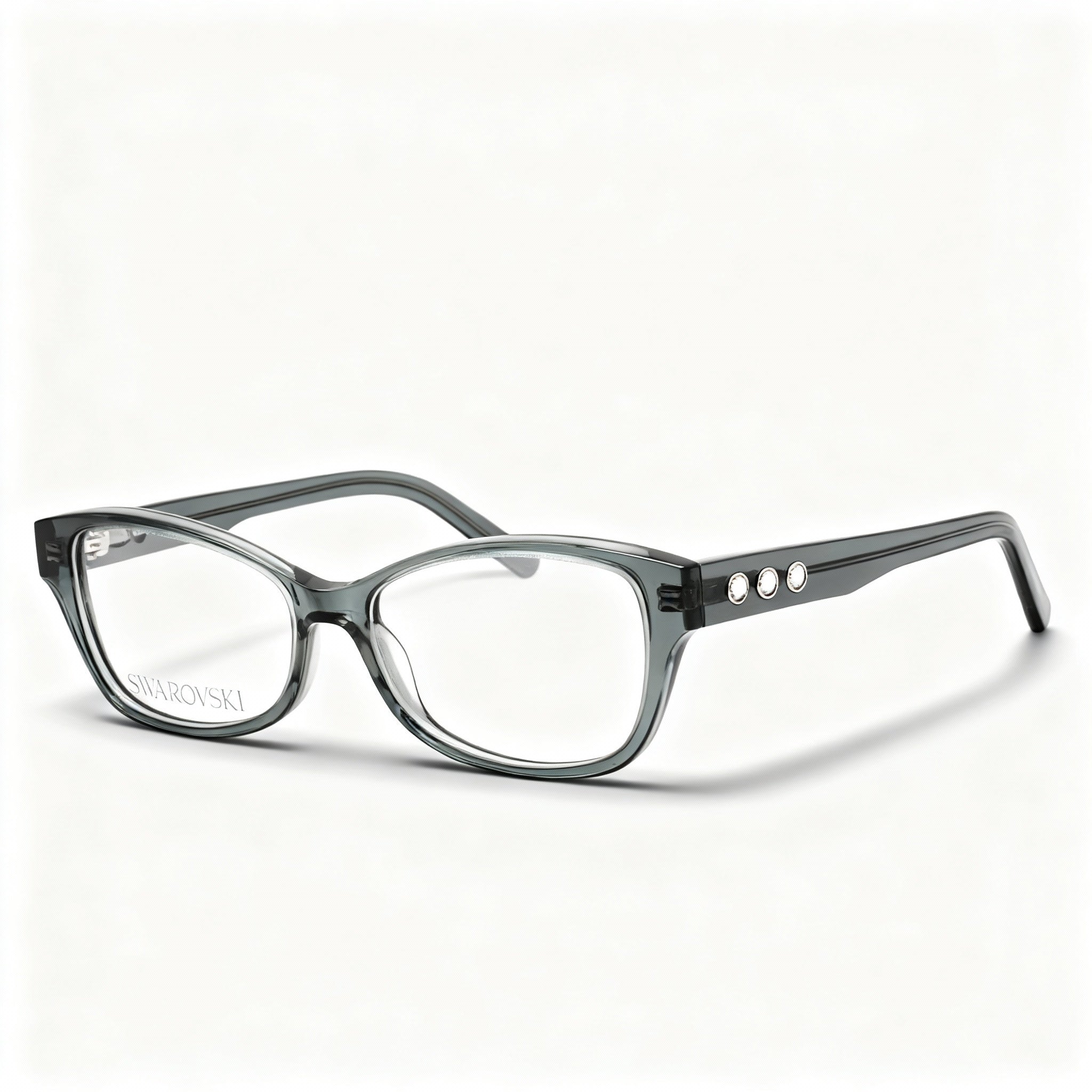 Swarovski SK5430 Women's Cat Eye Full-Rim Plastic Eyeglasses, Grey, Lens 53mm, Bridge 15mm, Temple 140mm