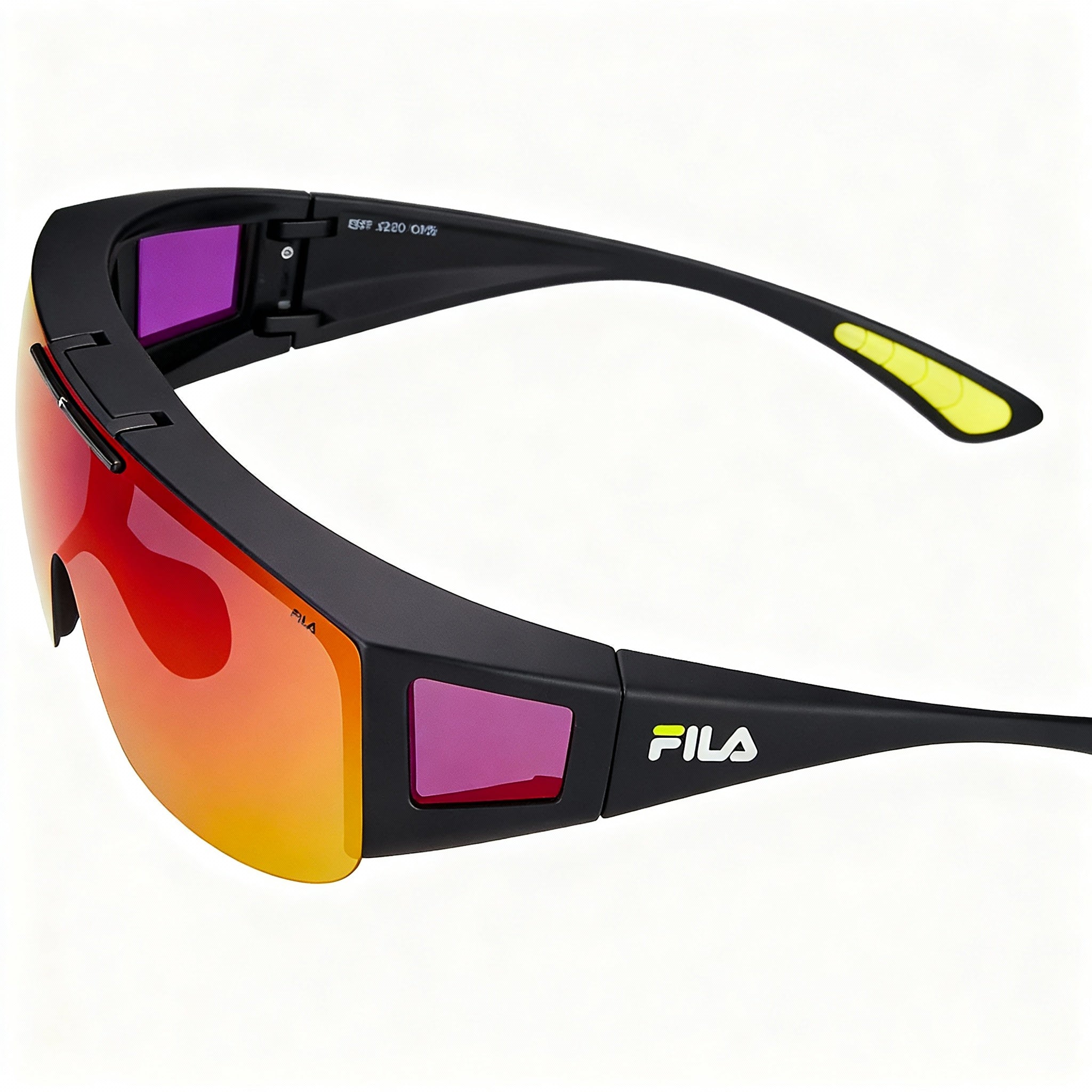 Fila Modern Unisex Injected Matte Black Sunglasses, Smoke Multilayer Red Polycarbonate Non-Polarized UV Lenses, 1-1-135mm