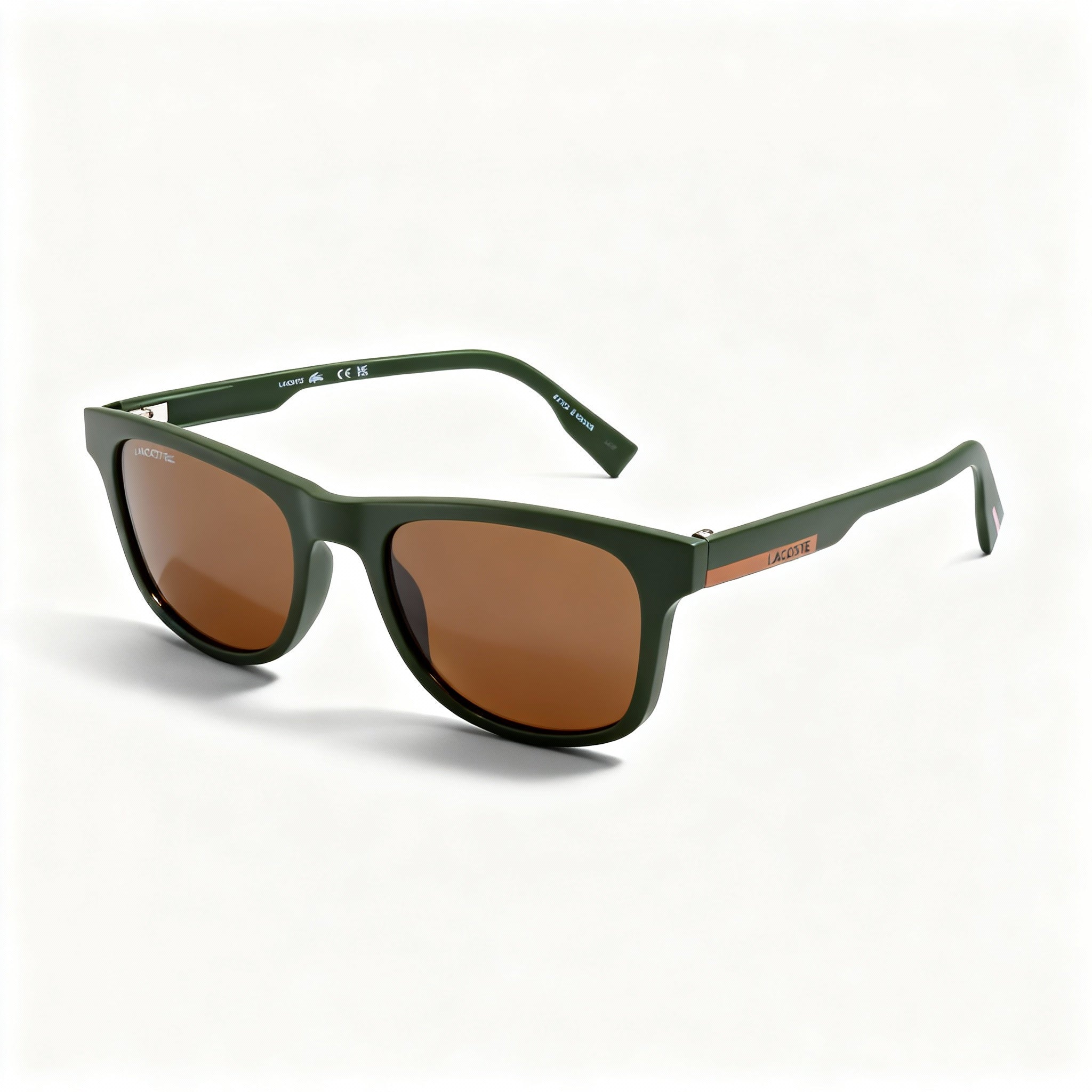 Lacoste Unisex Casual Injected Frame Sunglasses, Metallic Grey, Matte Khaki Non-Polarized Lenses 54-20-145