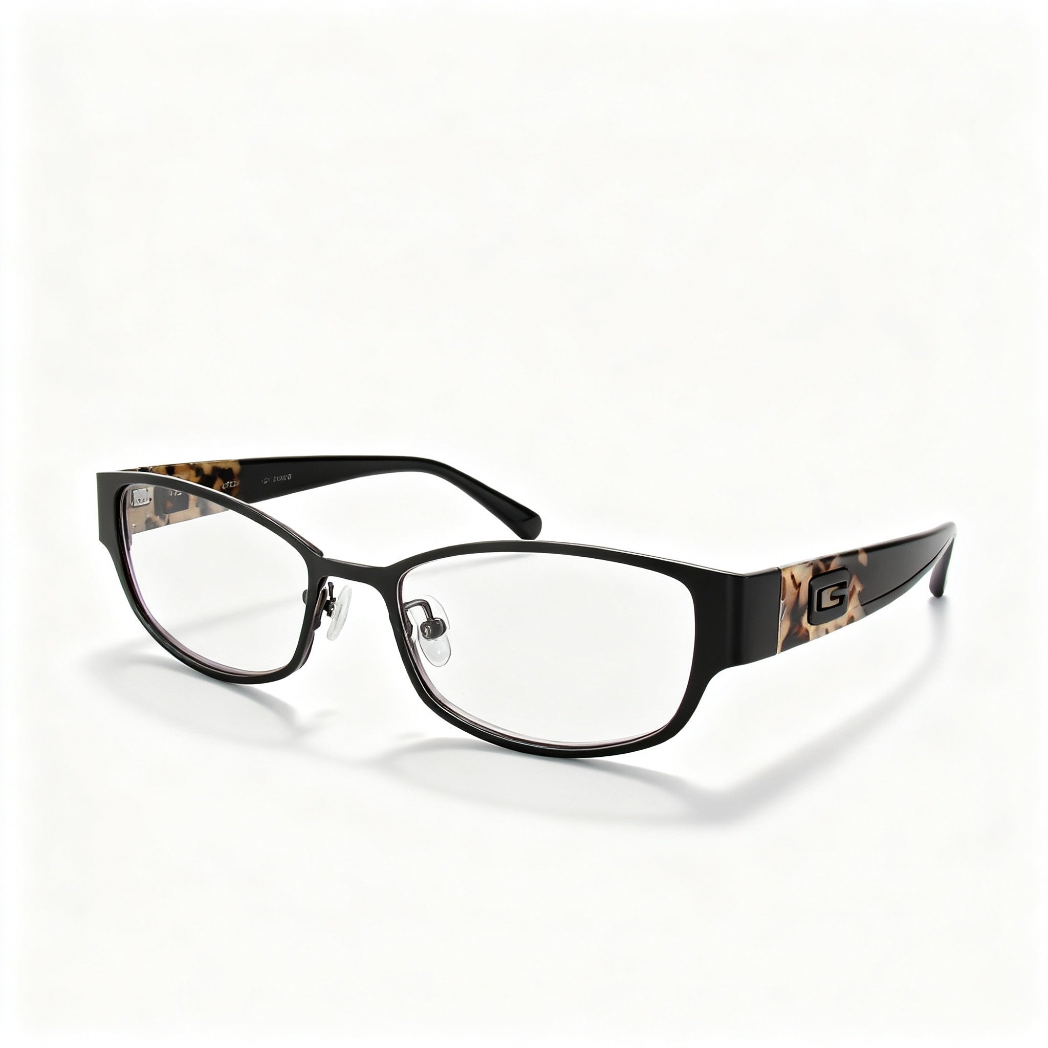 GUESS Gu2412 Women's Round Metal Full-Rim RX-Able Eyeglasses, Satin Black Frame, Lens 52mm Bridge 16mm Temple 135mm