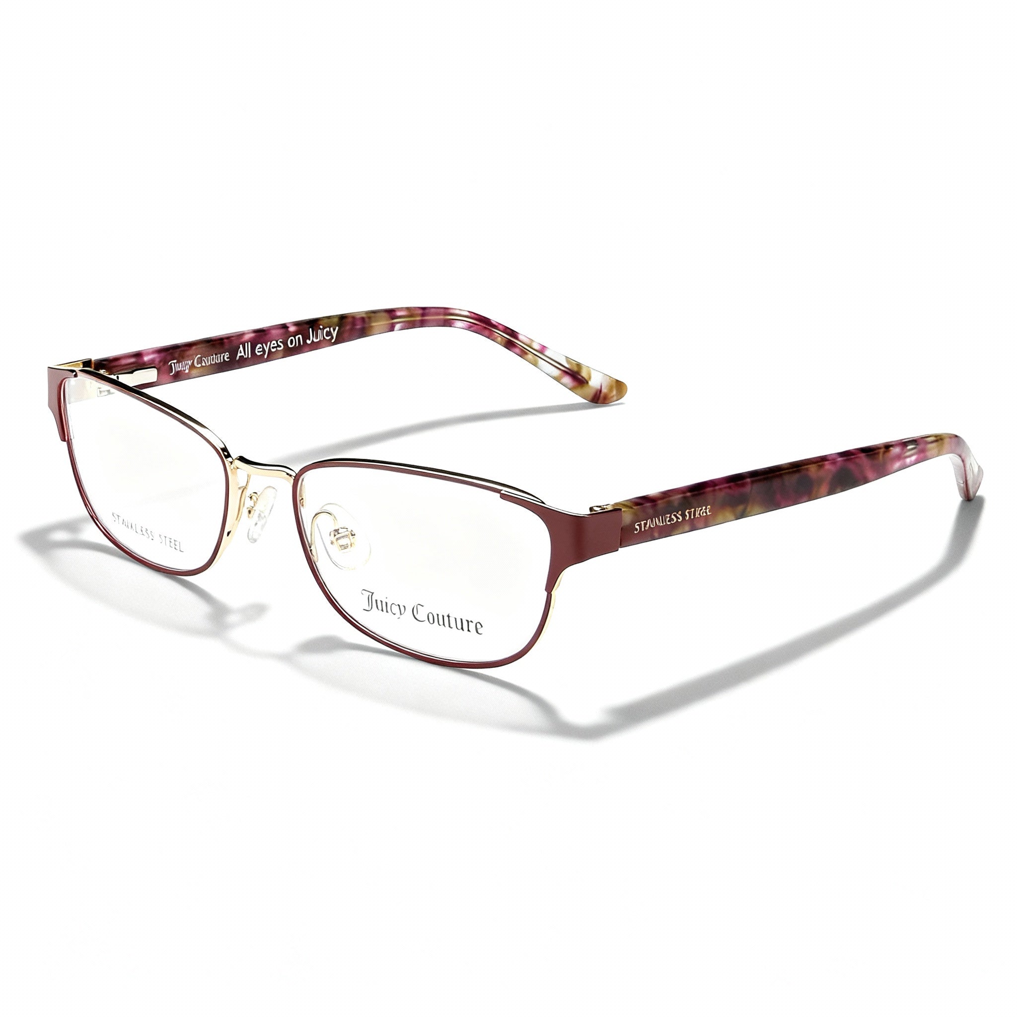 Juicy Couture JU 223 LHF 52 Women's Stainless Steel Eyeglasses Opal Burgundy Gold 52mm