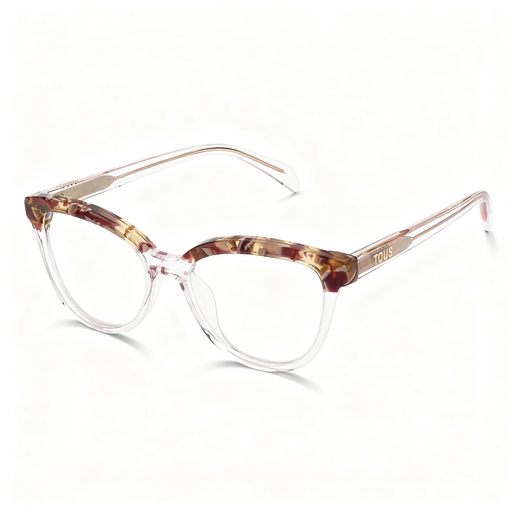 TOUS Square Women's Prescription Optical Cellulose Acetate Frames Transparent Pink 53-18-135