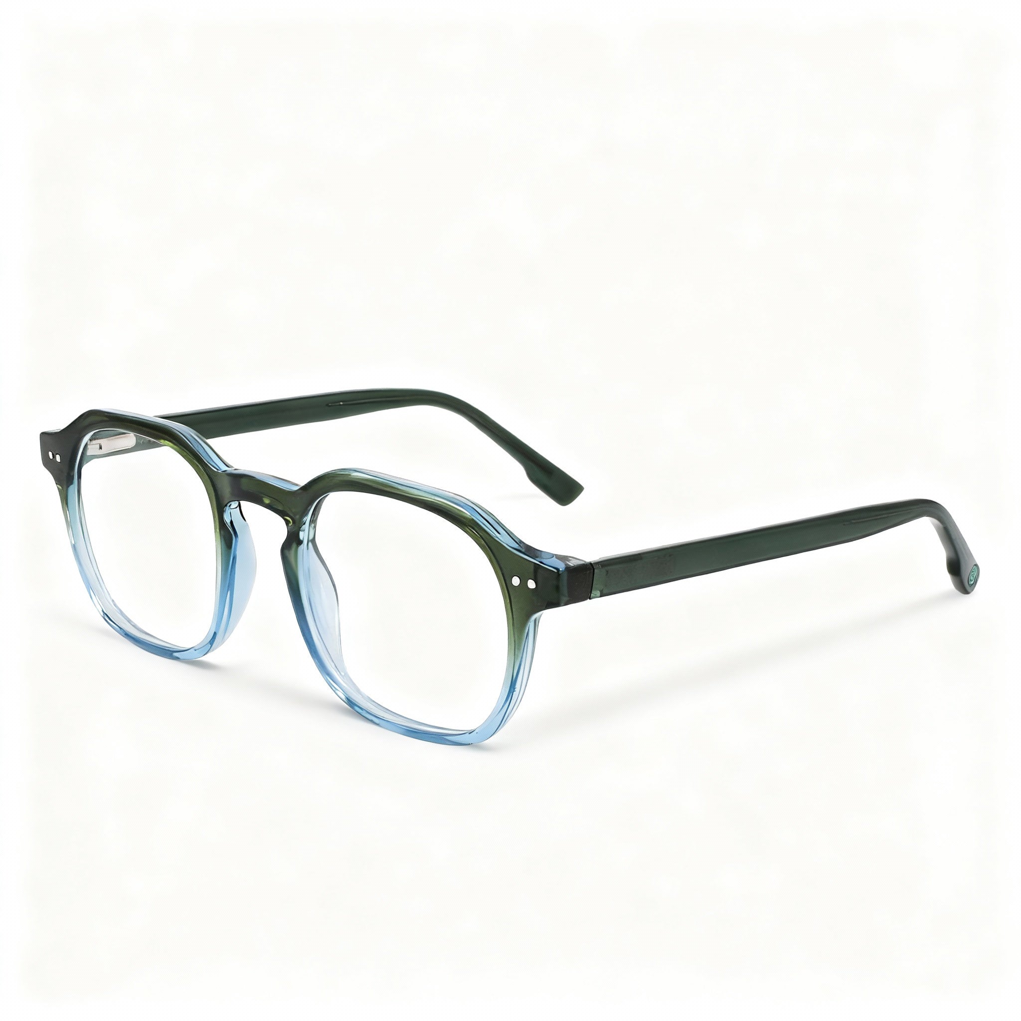 MCALLISTER Mc4535 Men's Olive Blue Metal Square Polarized Clear Lens Eyeglasses 48-21-140